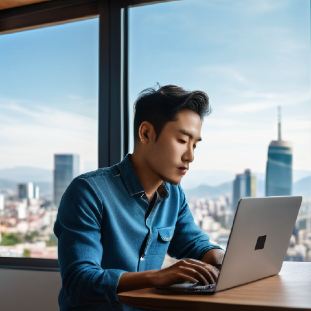 멕시코에서 한국으로 송금하는 법 - A vibrant, realistic depiction of a young adult, approximately 28 years old, sitting comfortably at ...