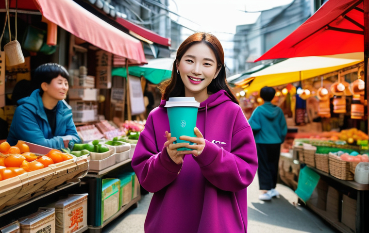 멕시코에서 한국으로 송금하는 법 - A vibrant, realistic depiction of a young adult, approximately 28 years old, sitting comfortably at ...