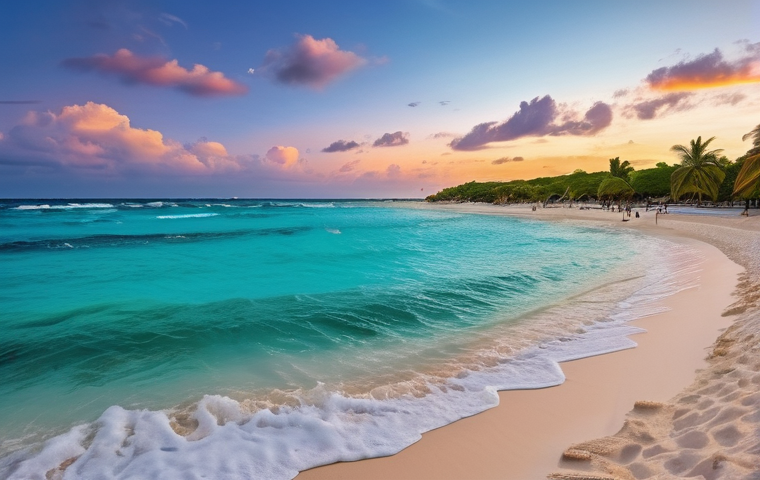 멕시코의 경찰 및 치안 제도 - **Prompt:** A highly detailed, realistic photograph showing a serene sunset over the turquoise water...