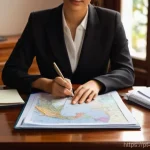 멕시코 이민 절차 - **Prompt 1: Visa Application & Planning**
    "A thoughtful Portuguese woman, in her late 20s, with ...