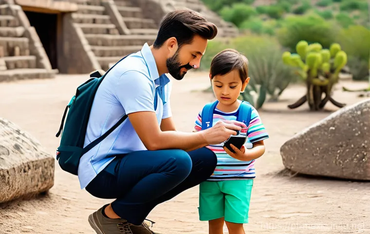 멕시코에서 스마트폰 개통하기 - A content male traveler, in his mid-20s, with a stylish yet comfortable travel outfit, sits by a lar...