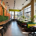 Home 19 멕시코에서 쇼핑몰 추천 - A vibrant, modern Mexican shopping mall food court scene at Centro Santa Fe, featuring diverse culin...